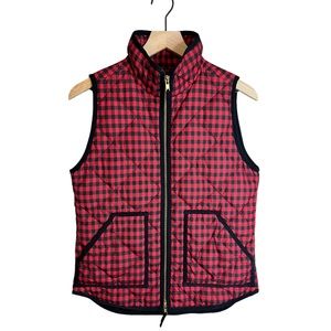 J. Crew Excursion Quilted Red Checkered Vest